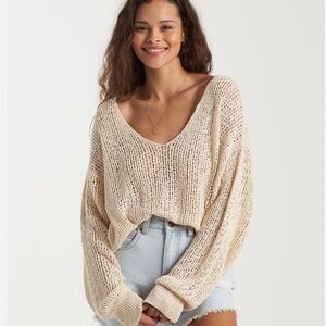 Billabong Women's V-Neck Sweater in Cream